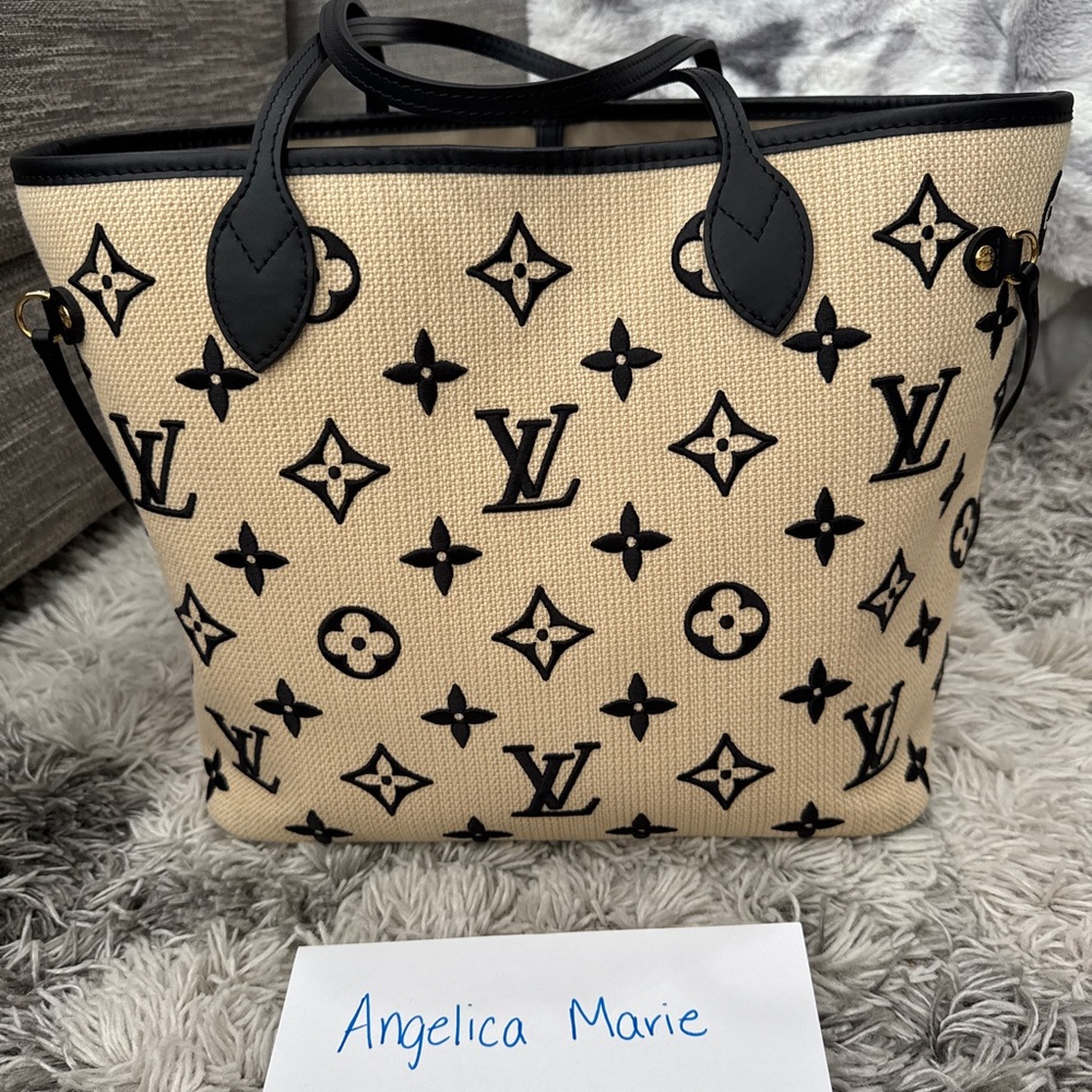 🖤SOLD🖤 Louis Vuitton By The Pool Raffia Cotton Black Neverfull - Picture 2 of 12